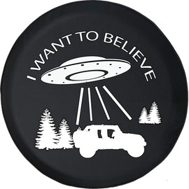 Funny Spare Tire Wheel Cover for Camper SUV Trailer Truck RV JP Thick PVC Leather | I Want to Believe Alien Black 33 Inch