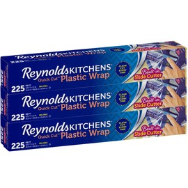 Reynolds Kitchens Quick Cut Plastic Wrap, 225 Square Feet, Pack of 3