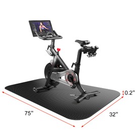 Exercise Bike & Treadmill Mat for Carpet/Hardwood Floors - Noise-Reducing Non-Slip Floor Protector, Durable Fitness Equipment Mat for Stationary Bikes, Gym & Home Workouts (Black, 32" × 75")