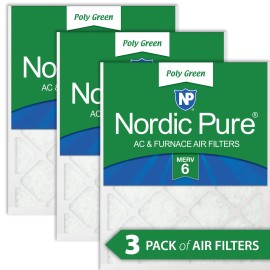 Nordic Pure 10x24x1 MERV 6 Poly Green AC Furnace Air Filter 3 Pack - Captures Dust/Pollen