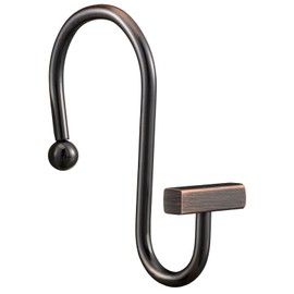 Bronze Shower Curtain Hooks, Rust Proof Shower Curtain Rings for Bathroom, CHICTIE Modern Metal Decorative Shower Hooks Hangers for Shower Curtain Rod, Square T Bar Shape Set of 12