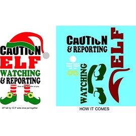 Walls with Style ELF Watching and Reporting, Christmas Vinyl Decor (Red and Green)