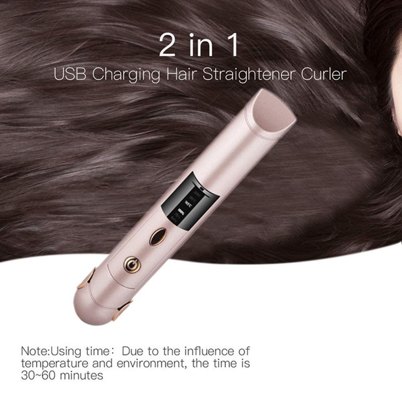 Portable Wireless Hair Straightener USB Rechargeable Ceramic Straightener for Home