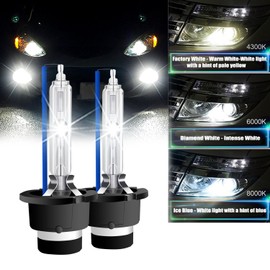 RCP - D2S8 - (A Pair) D2S/ D2R 8000K Xenon HID Replacement Bulb Ice Blue Metal Stents Base 12V Car Lamps Head Lights 35W