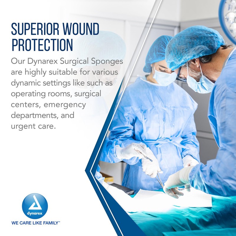 Dynarex Surgical Gauze Sponges - Absorbent Cotton Fabric with Folded