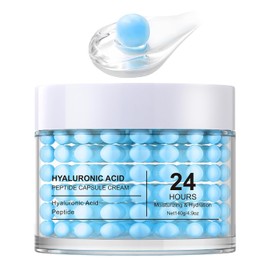 Hyaluronic Acid & Peptide Capsule Cream 24H Long-Lasting Moisturizer Face Cream, Firms, Lifts, Smoothes Fine Lines for All Skin Types, 140g/4.9oz