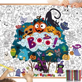 DPKOW Happy Birthday Paper Tablecloth for Colouring with Pens, 47 x 33 Inch Paintable Poster Tablecloth for Children Boys Birthday Gift Crafts Animal Dinosaur Space Pirates etc
