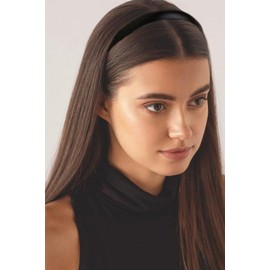 Black Headbands for Women and Girl - Thin Black Satin Headband, Fashion Plastic Hard Headpiece, Cute Headpiece Hair Accessories for Women