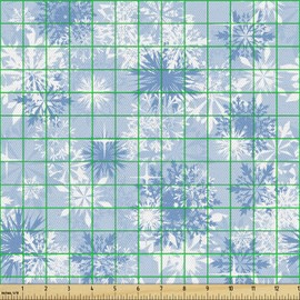 Ambesonne Snowflake Fabric by The Yard, Winter Holiday Illustration Christmas Snowflakes on Abstract Background, Decorative Fabric for Upholstery and Home Accents, 2 Yards, Blue White