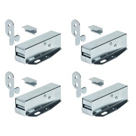 Gas N Pow3r x4 Tutch Latch Automatic Spring Catch for Press to Open Cupboard Doors and Loft Attic Hatches, Bright Galvanised Steel, Counterpiece + Catch Quad Pack