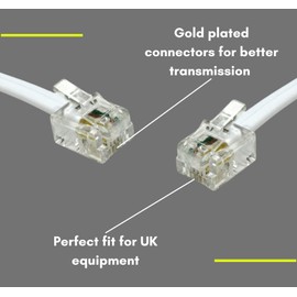 Relloh ADSL Cable RJ11-RJ11 20m - Essential DSL, Modem, BT Broadband Connectivity - Premium Quality Stable Signal Gold Plated Connectors