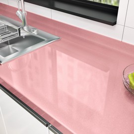Wallercity Glossy Pink Contact Paper for Countertops Pink Peel and Stick Countertop Wall Paper Self-Adhesive Removable Glitter Wallpaper for Cabinets Drawer Liner Vinyl Waterproof Film 15.8''x315''