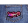 Ivamis Lady Rider Pink Rose and Feathers Small Iron on