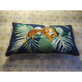 Allen + Roth  Tiger Lumbar Pillow  Allen + Roth   Blue Tropical Palm Leaf Jungle Print New