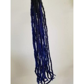 Human hair dread locks 100% Human Hair handmade Dreadlocks 2 pieces stretch to 10-11'' dark blue 1cm
