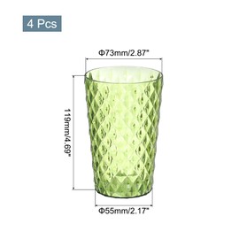 sourcing map 4Pcs Plastic Drinking Cups, Transparent Unbreakable Reusable Water Tumblers Stackable Drinking Glasses for Coffee, Milk, Juice, Amber Green
