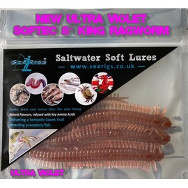 King Ragworm "ULTRAVIOLET" 22cm x3 Infused with Natural Ragworm Flavour Life like Artificial Sea fishing lure LRF