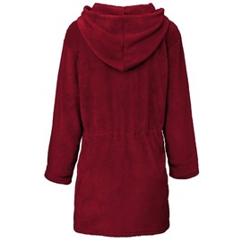 CelinaTex Women's Bathrobe Short or Long, XS-XL, Micro Flannel Dressing Gown with Hood, Sauna Gown with Zip (Famous) - Bordeaux Kurzer Schnitt, size: l
