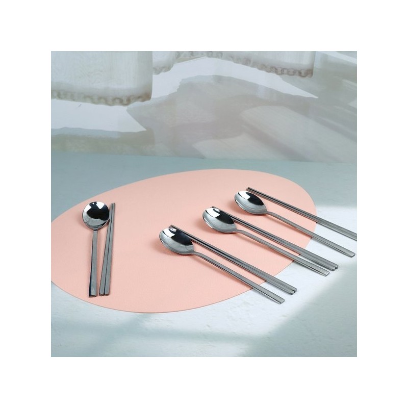 Queensense Stainless Steel Cutlery Set 10-Person Charming Plain Home Commercial
