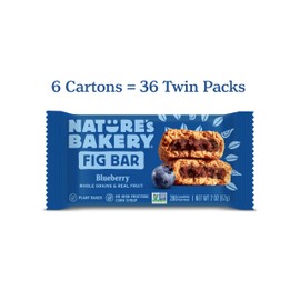 Nature’s Bakery Whole Wheat Fig Bars, Blueberry, Real Fruit, Vegan, Non-GMO, Snack bar, 6 Count (Pack of 6)