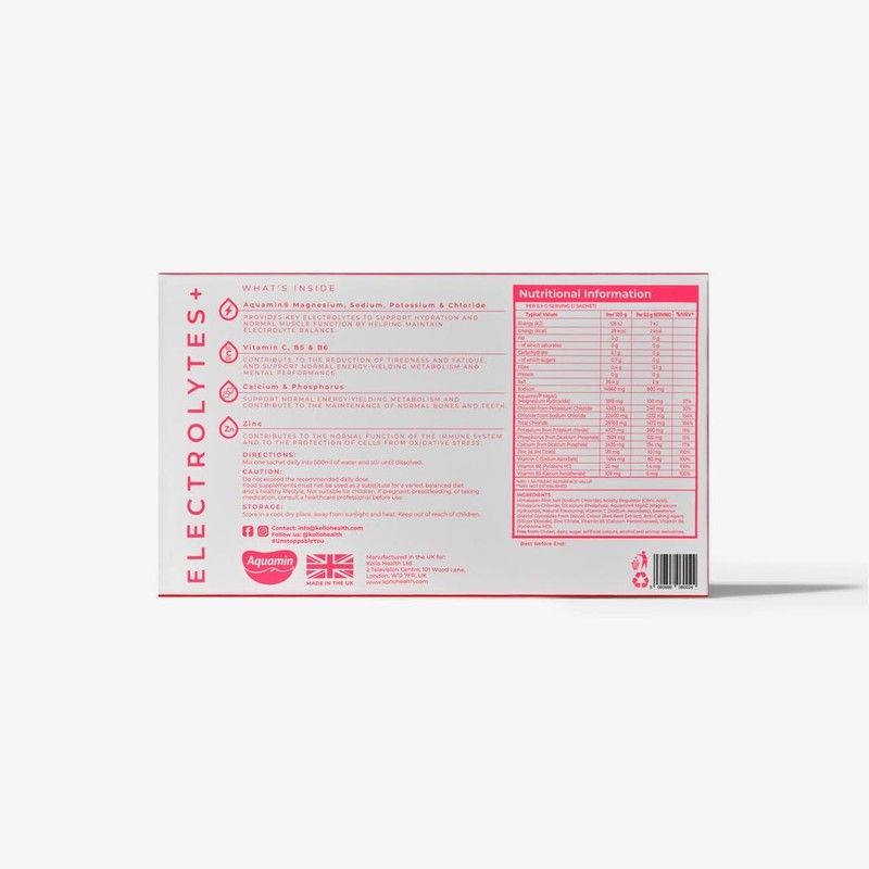 Kollo Electrolytes Powder, Advanced Hydration Electrolytes Zero Sugar, Raspberry Flavor