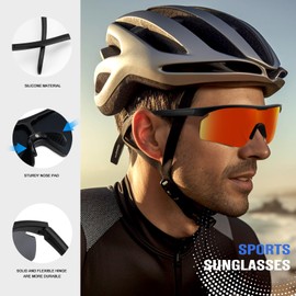 OUKEMAX Polarized Sport-Sunglasses-Men Cycling Sunglasses: Running Sun Glasses UV Protection Golf Fishing 3packs