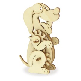 AoneFun Wooden 3D Puzzle for Kids & Adults - Dog Model with Mechanical Gears, 1 Piece, 6.75 x 5.0 inches, Wood Craft, Ages 8+, Unisex