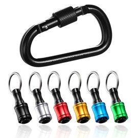 Bestgle Bit Holder Keychain, 6.35mm (1/4 inch) Hex Shank Screwdriver Bits Holder Keychain Quick Release Extension Bar Keychain 7 in-1 Drill Screw Adapter with Carabiner