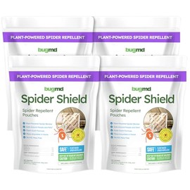 BugMD Spider Shield Repellent Pouches (4 Pack, 16 Pouches) Plant-Based Indoor & Outdoor Spider Repellent | Safe for Pets & Family | Natural Citronella, Rosemary & Lemongrass Oils