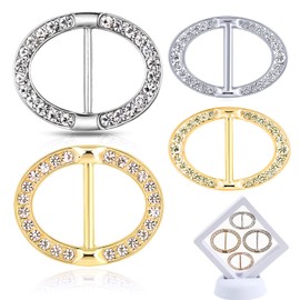 WULI PEACH Scarf Rings Buckle, Scarf Jewerly Rings and Slides for Scarves, Scarf Buckle T-shirt Tie Shawl Clips for Women (4pcs Set)