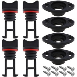 VGOL Pack of 4 Nylon Kayak Drain Plugs Replacement Kayak Scupper Plugs with Tapping Screws Boat Drain Plug Kit Accessories for Kayaks Canoe Boat