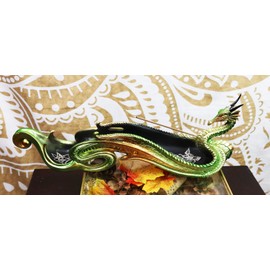 Ebros Gift Jade Emerald Green Dragon Serpent Pagoda Bridge Long Body Incense Burner Holder Figurine 12" Long Fantasy Mythical Dungeons and Dragons Home Aromatherapy Decorative Accent Statue