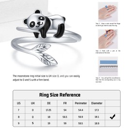 Panda Rings 925 Sterling Silver Lucky Panda Adjustable Open Ring Animal Panda Jewelry Gift Christmas for Women Panda Lovers