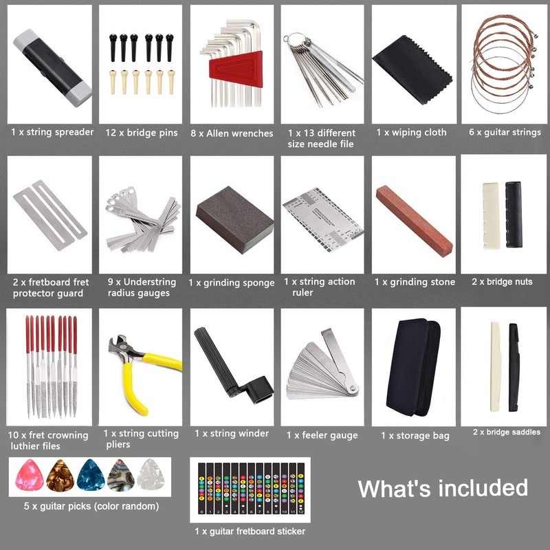 72PCS Guitar Tool Kit，Professional Guitar Repairing Maintenance Tool Kit with