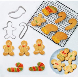 Christmas Cookie Cutter Set - Joyoldelf 9 Piece Stainless Steel Snowflake, Christmas Tree, Reindeer, Gingerbread Boy, Snowman, Angel, Candy Canes, Socks, Candy for Kids