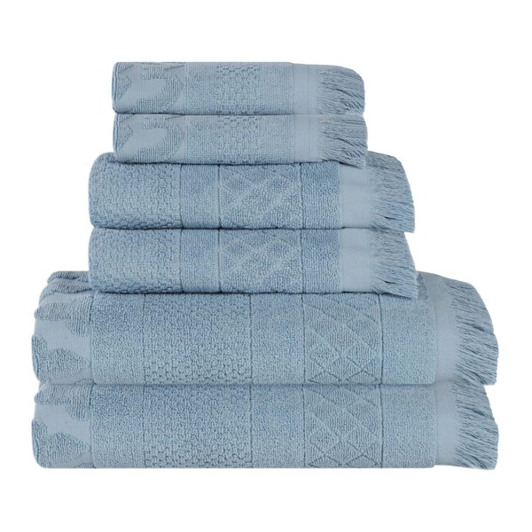 Superior Cotton 6 Piece Towel Set, Quick Dry, Bathroom Essentials,
