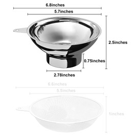 Serinar 5.7 Inch X 2.78 Inch Mouth Metal Canning Funnel for Wide Mouth Mason Jars - Stainless Steel Wide Mouth Funnel for Kitchen Filling（Wide-mouth funnel without filter）