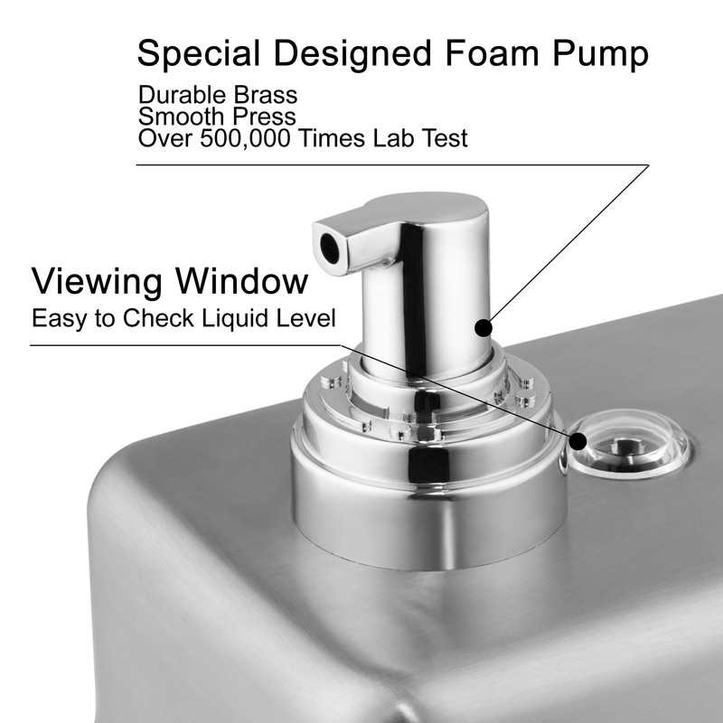 VANNSOO Commercial Wall Mount Stainless Steel Foaming Soap Dispenser, 40