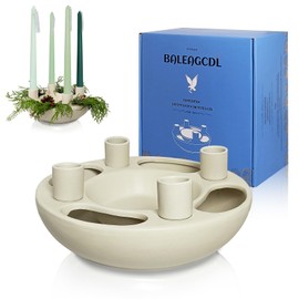 Handmade White Ceramic Candle Holder - Advent Wreath for Home Altar Decor Party Centerpieces & DIY