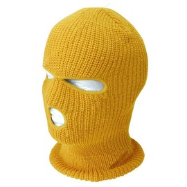 3 Hole Full Face Mask Ski Mask Winter Cap Balaclava Outdoor Beanie Tactical Hat - Color: 19-YELLOW