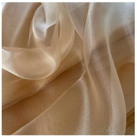 Paquete de 10 pernos de tela nupcial sólido traslúcida Organza Perno para vestido de novia, moda, manualidades, decoraciones, sedoso, brillante Organza 111.76 cm - más de 30 colores, Dorado champaña, 10 YARD, 1