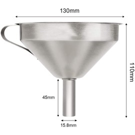 Funnel, 13 cm / 5 Inch Stainless Steel Funnel with 200 Mesh Strainer Filter, Kitchen Aid Strainer Funnel with Handle Filling Funnel for Transferring Liquid Oils, Ingredients, Milk, Wine
