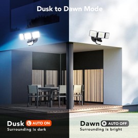 OREiN 4500LM/30W Flood Lights Outdoor, 240°/40FT Motion Sensor Outdoor Lights 3 Modes Dusk to Dawn IP65 Waterproof LED Security Light for 4500SQ.FT Area for Yard Garden, Black (Hardwired)