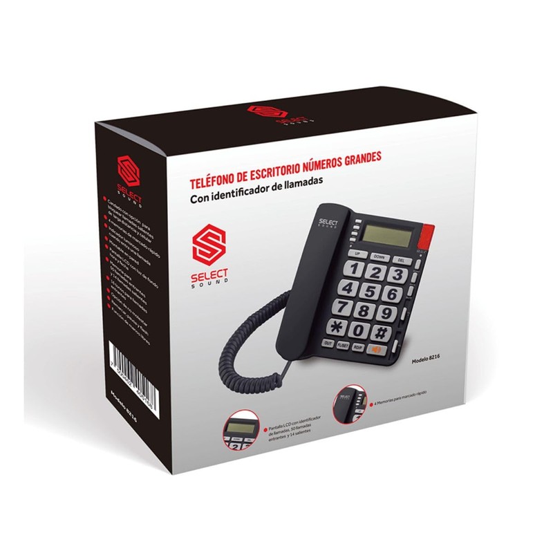 Select Sound | Teléfono Alámbrico con Numeros Grandes e identificador