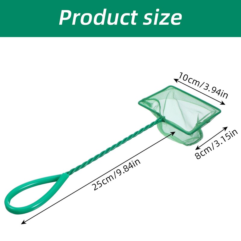 2 PCS 4 Inch Fish Net Aquarium, Green Square Fish