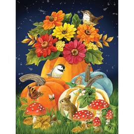 Bits and Pieces - 300 Piece Jigsaw Puzzle for Adults 18" x 24" - Autumn Charm - 300 pc Fall Pumpkins Woodland Creatures Jigsaw by Artist Jane Maday