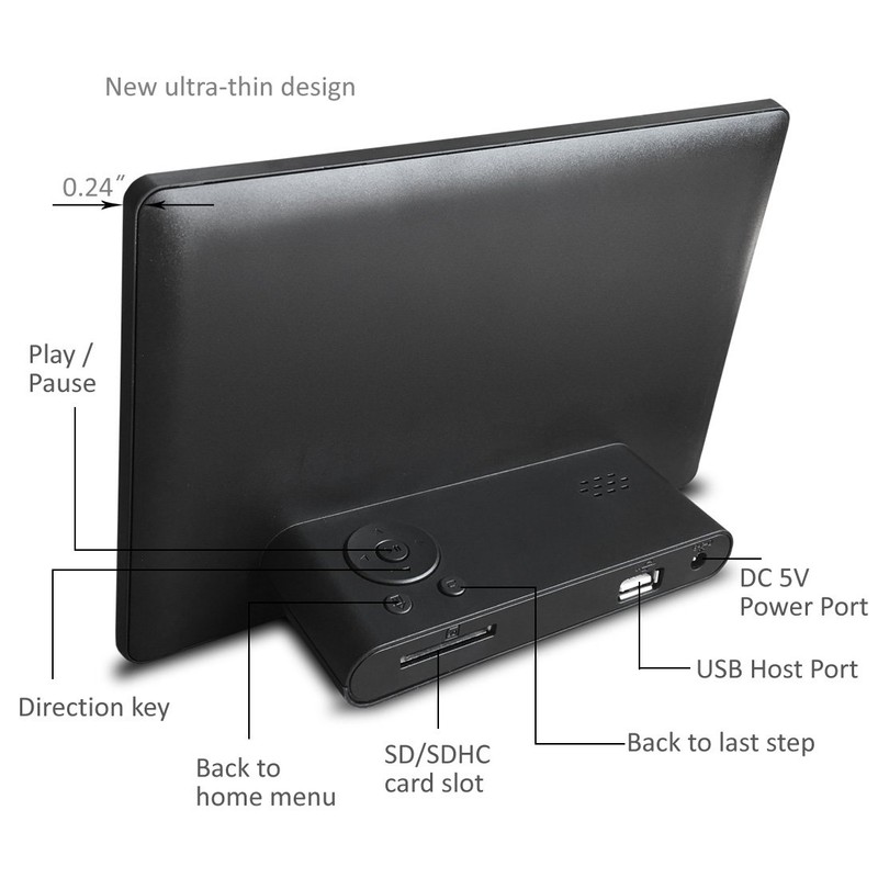 Sungale DPF710 7" Digital Photo Frame with Ultra Slim Design;