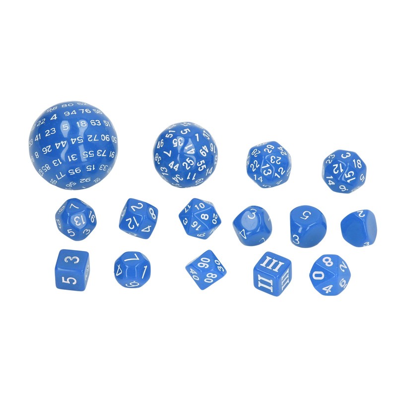 15pcs Complete Polyhedral Dice Set Acrylic D3 to D100 Spherical