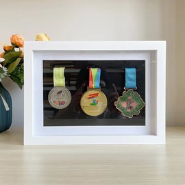 Medal Cassette - Race Bib and Medal Display | Wall Mounted Medal Hanger - 3 Medal Display Cases for Marathon Runners, Race Winners, Military Awards, Triathlons and All Sports (White, A4).1 Pack.