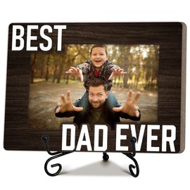 MXLINSW Memorial Picture Frame for Dad-Best Dad Ever Wood Photo Frame for Daddy-Wood Frame with Stand-Christmas Father's Day Thankgiving Birthday Gifts for Dad-8x6 Photo Frame for 4x6 Photos-A07